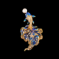 AVELIA Blue Enamel Goldfish Brooch