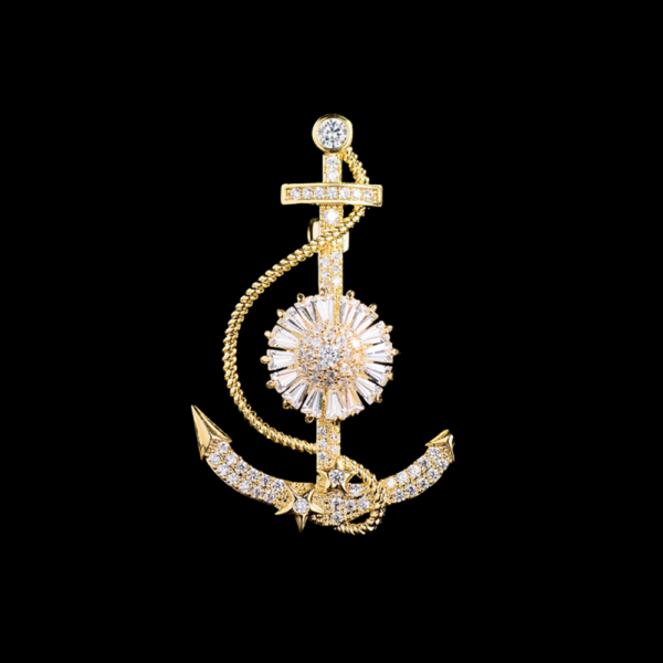 AVELIAGoldAnchorBrooch AVELIA Gold Anchor Brooch