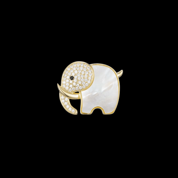 AVELIAGoldMotherofPearlElephantBrooch AVELIA Gold Mother of Pearl Elephant Brooch