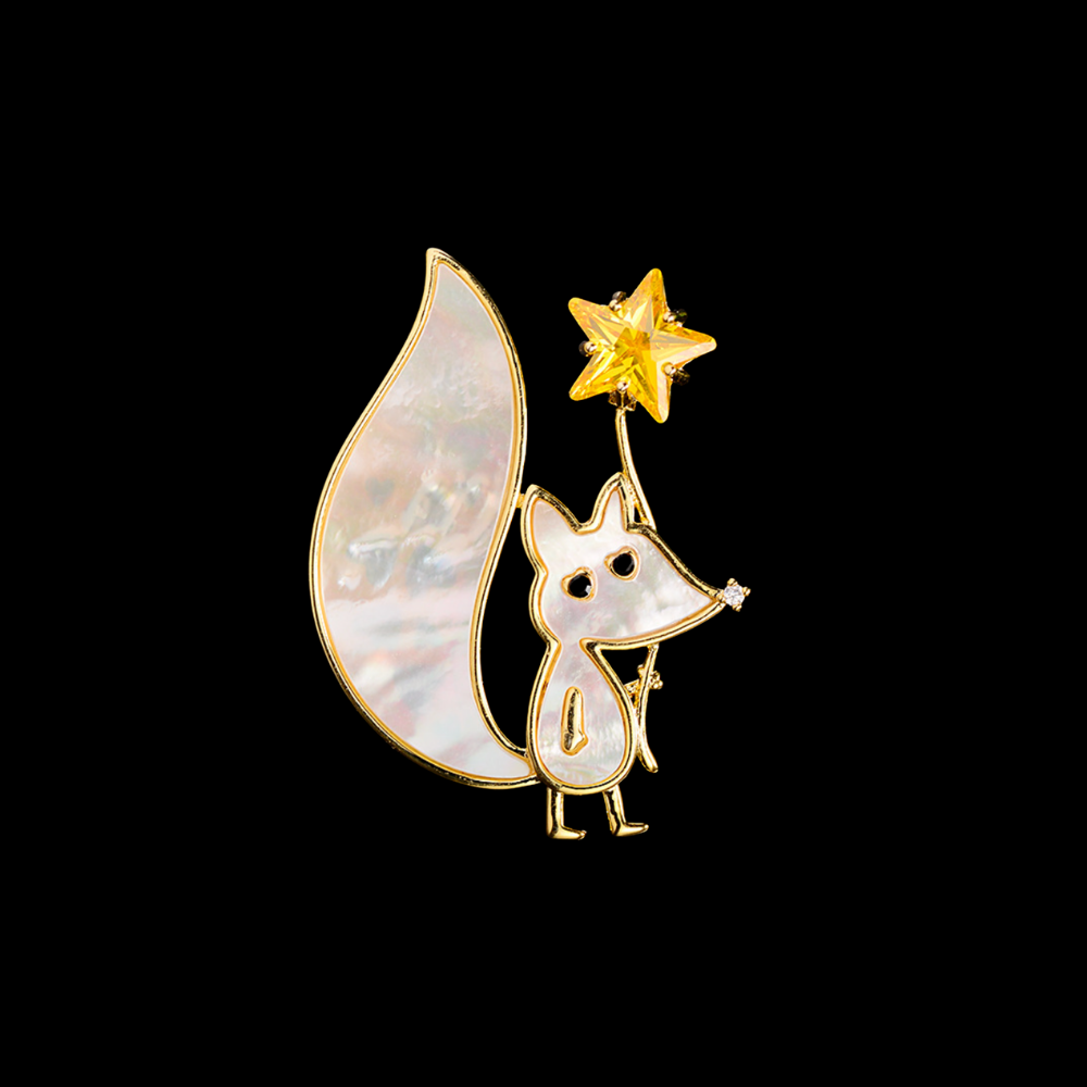 AVELIA Gold Mother of Pearl Fox Brooch