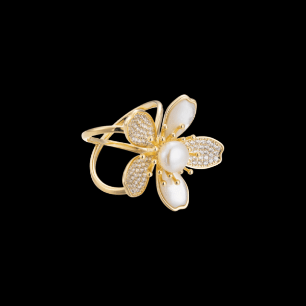 AVELIAGoldPearlFlowerScarfRing1 AVELIAGoldPearlFlowerScarfRing1