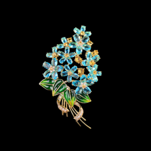 AVELIA Blue Crystal Forget-Me-Not Bouquet Brooch