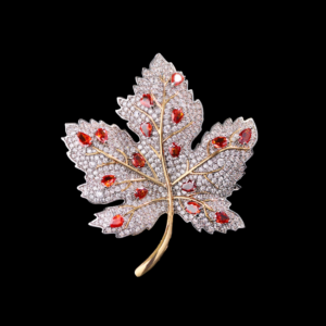 AVELIA Crimson Dew Maple Leaf Brooch