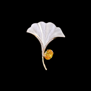 AVELIA Ginkgo Citrine Crystal Brooch
