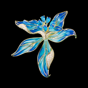 AVELIA Blue Enamel Flower Brooch